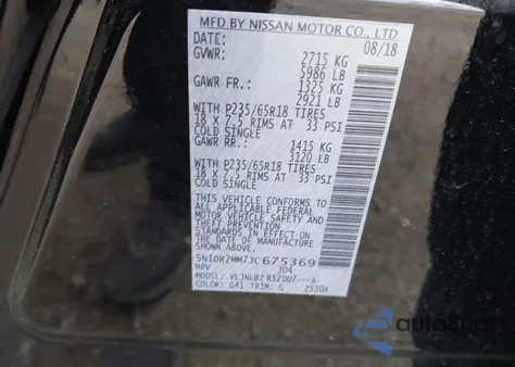 2018 Nissan Pathfinder S из США, поврежденный, VIN 5N1DR2MM7JC675369